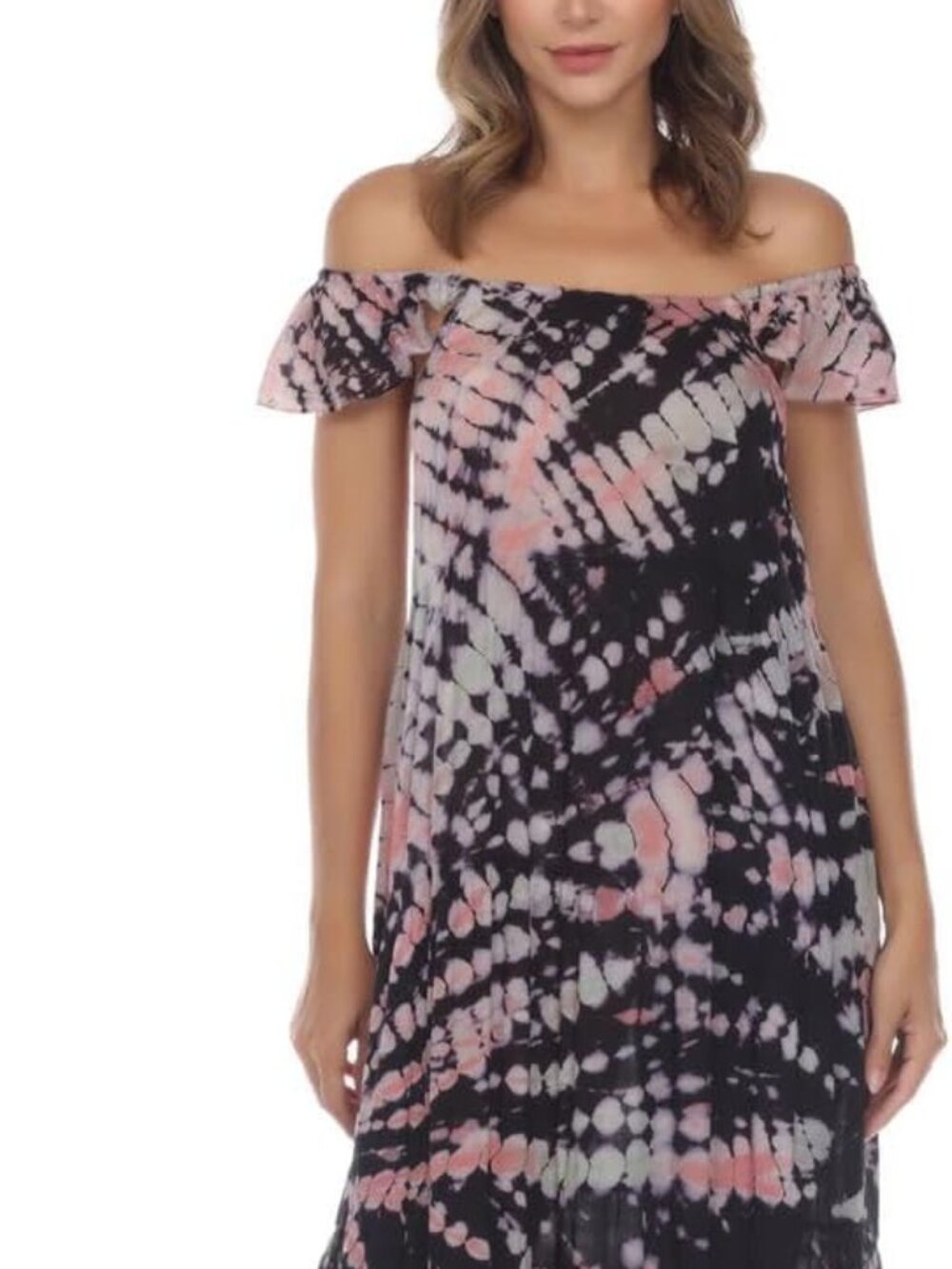 New With Tags RAVIYA Tie-Dye Maxi Off Shoulder Maxi Cover Up Dress